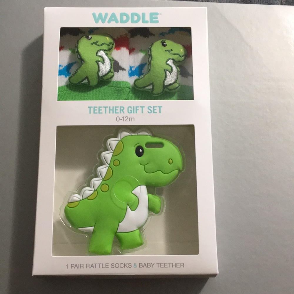 Teether gift set with matching socks